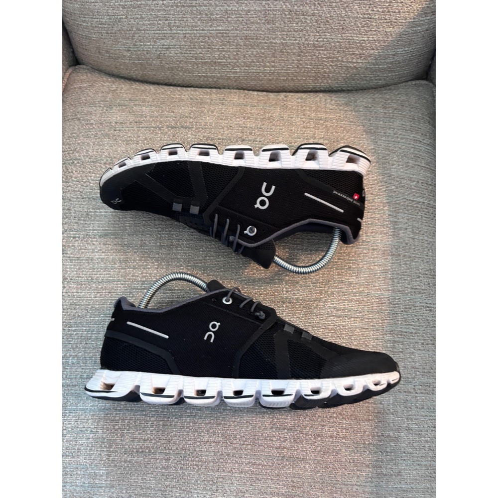 On Cloud Running Shoes Black White Mesh Sneakers Womens 9 - Picture 6 of 10